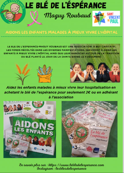 Le blé de l'espérance : Les étudiants de BTS gestion de la PME du lycée Saint Vincent de Paul à Marseille s'engagent pour aider les enfants malades